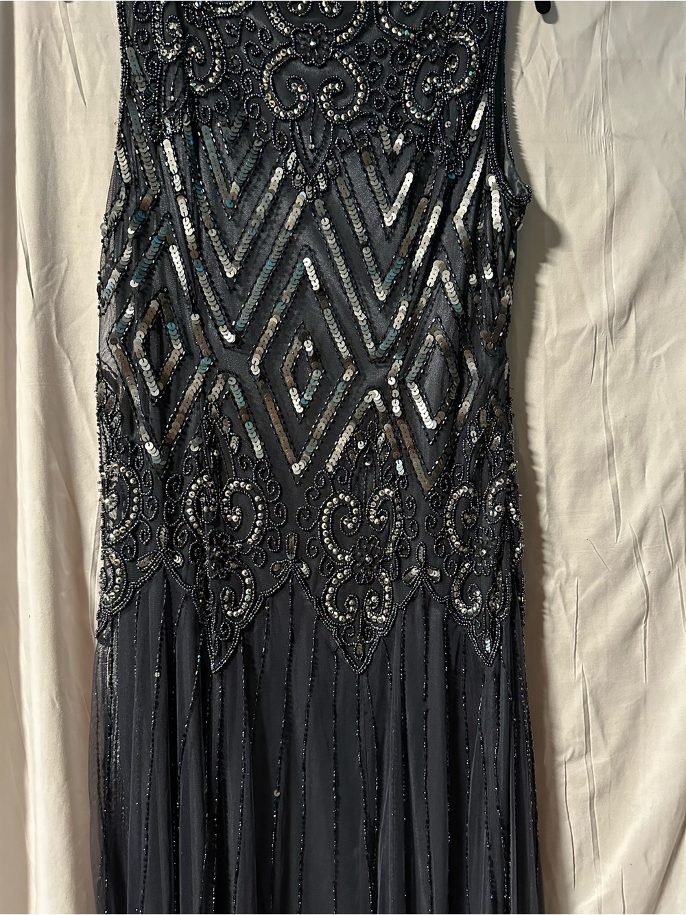 Pisarro Nights Black Beaded Sequin Evening Dress